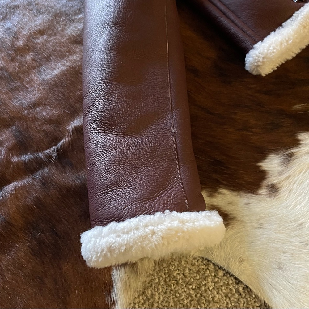 Theory crop genuine lamb shearling moto relax jacket - Picture 12 of 15